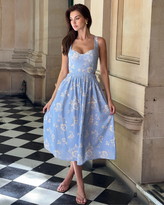 Cora Dress-Blue Flower