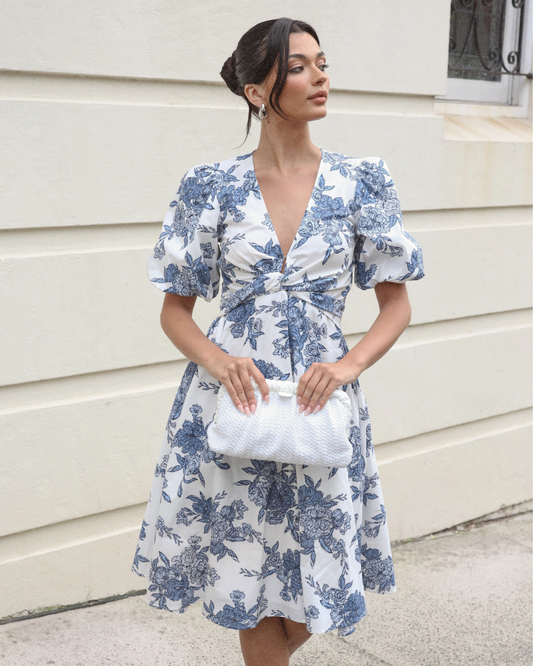 Claudia Dress-Blue Print